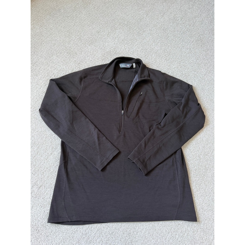 Ibex Pullover Mens Size XL Brown Rambouillet 100% Wool Quarter Zip Chest Pocket